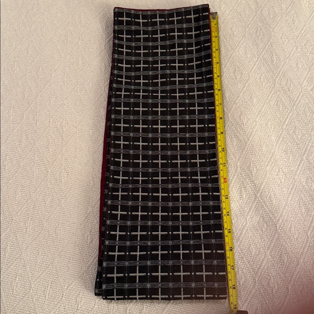 Black & Gray Plaid Japanese Hanaba Obi - Picture 2 of 6